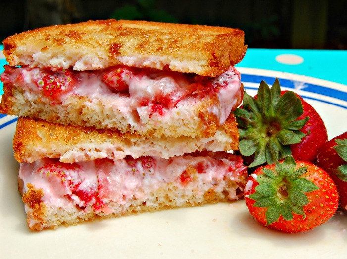 Strawberry Cream Cheese French Toast Sandwich - Vegan and Gluten Free